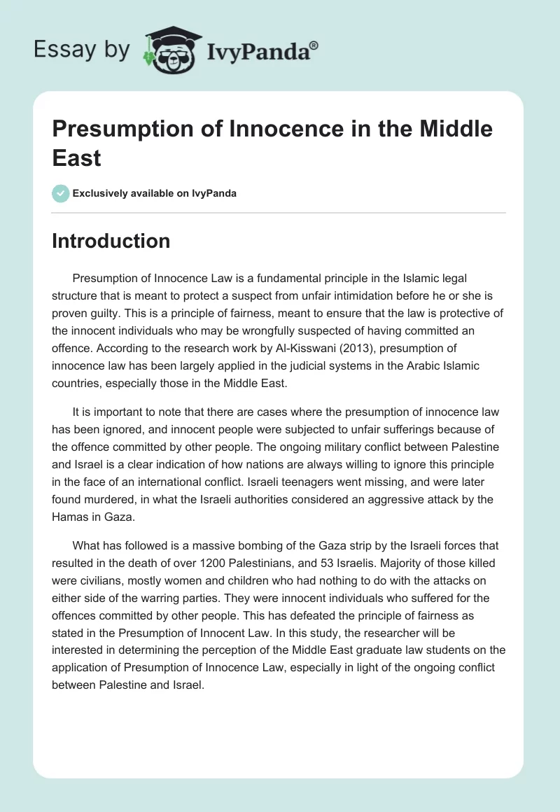 Presumption of Innocence in the Middle East. Page 1