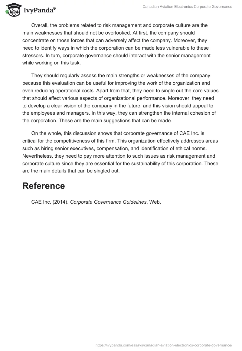 Canadian Aviation Electronics Corporate Governance. Page 2