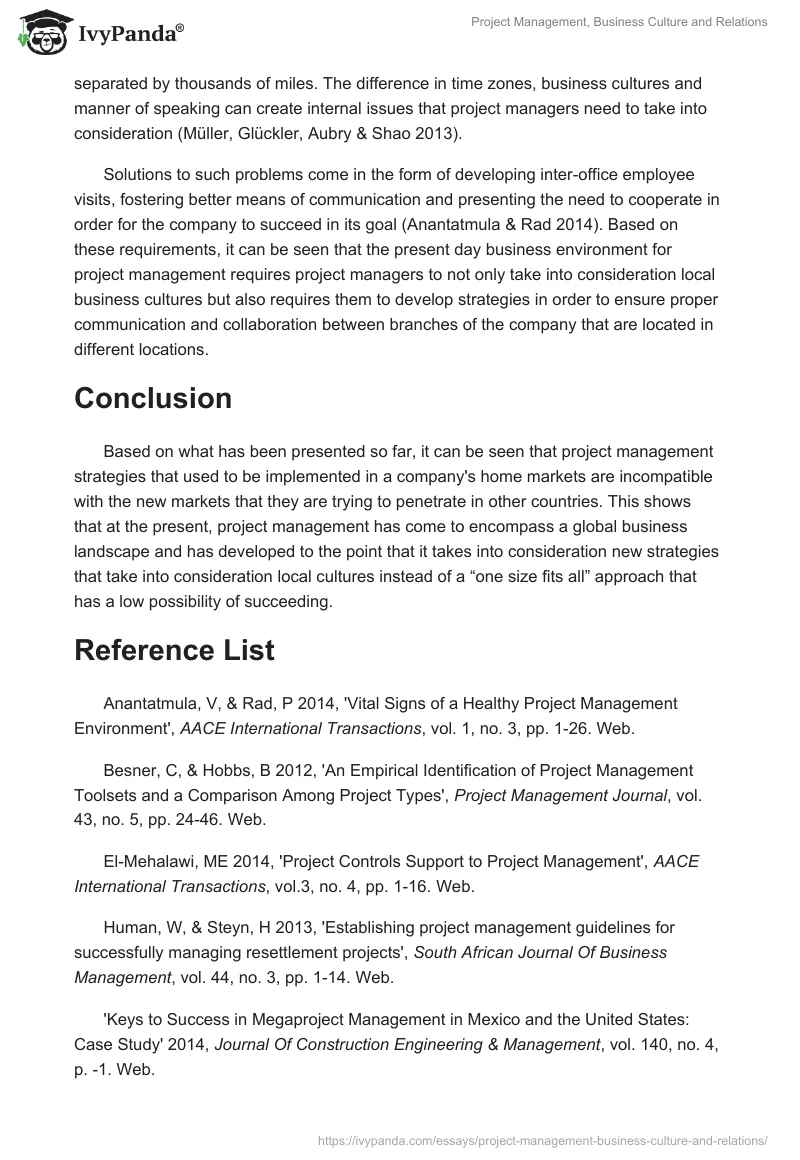 Project Management, Business Culture and Relations. Page 3