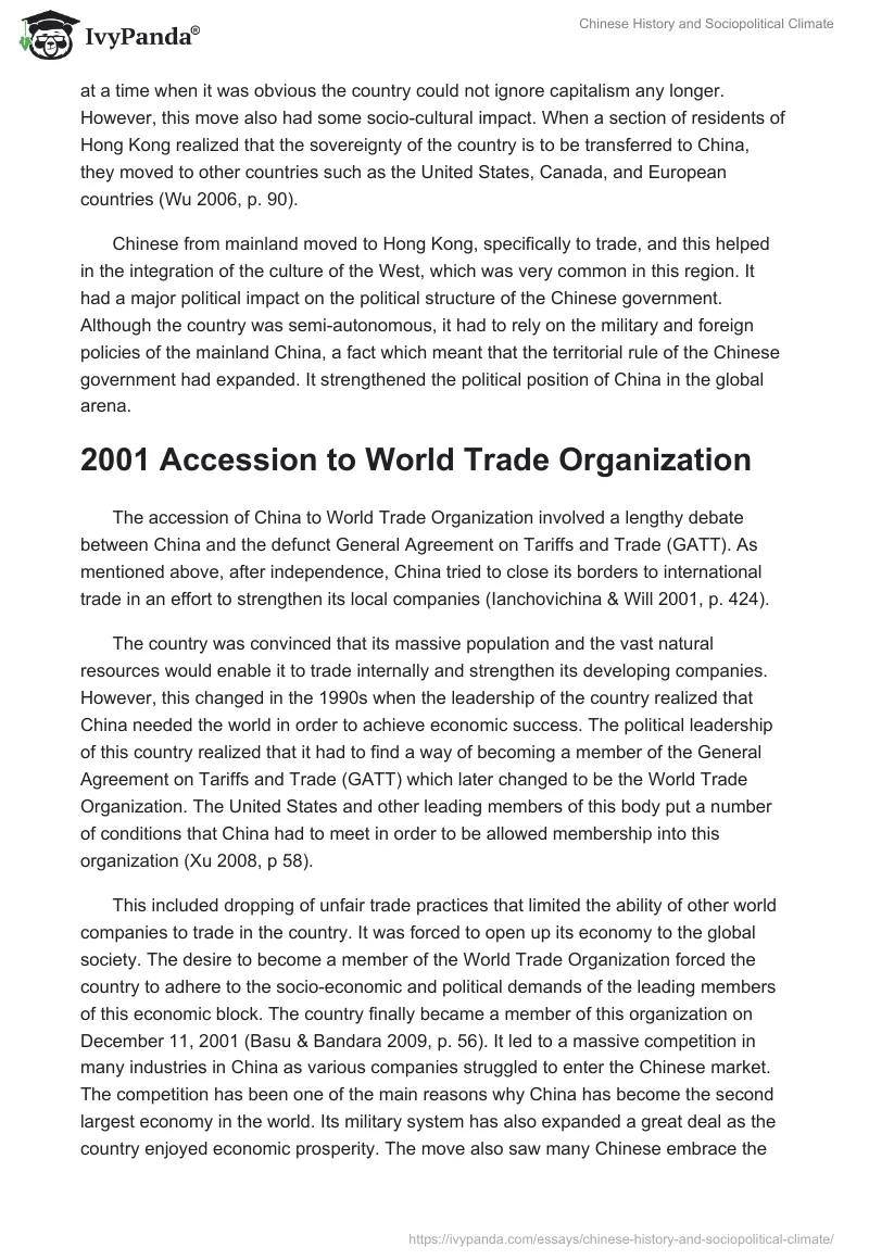 Chinese History and Sociopolitical Climate. Page 2