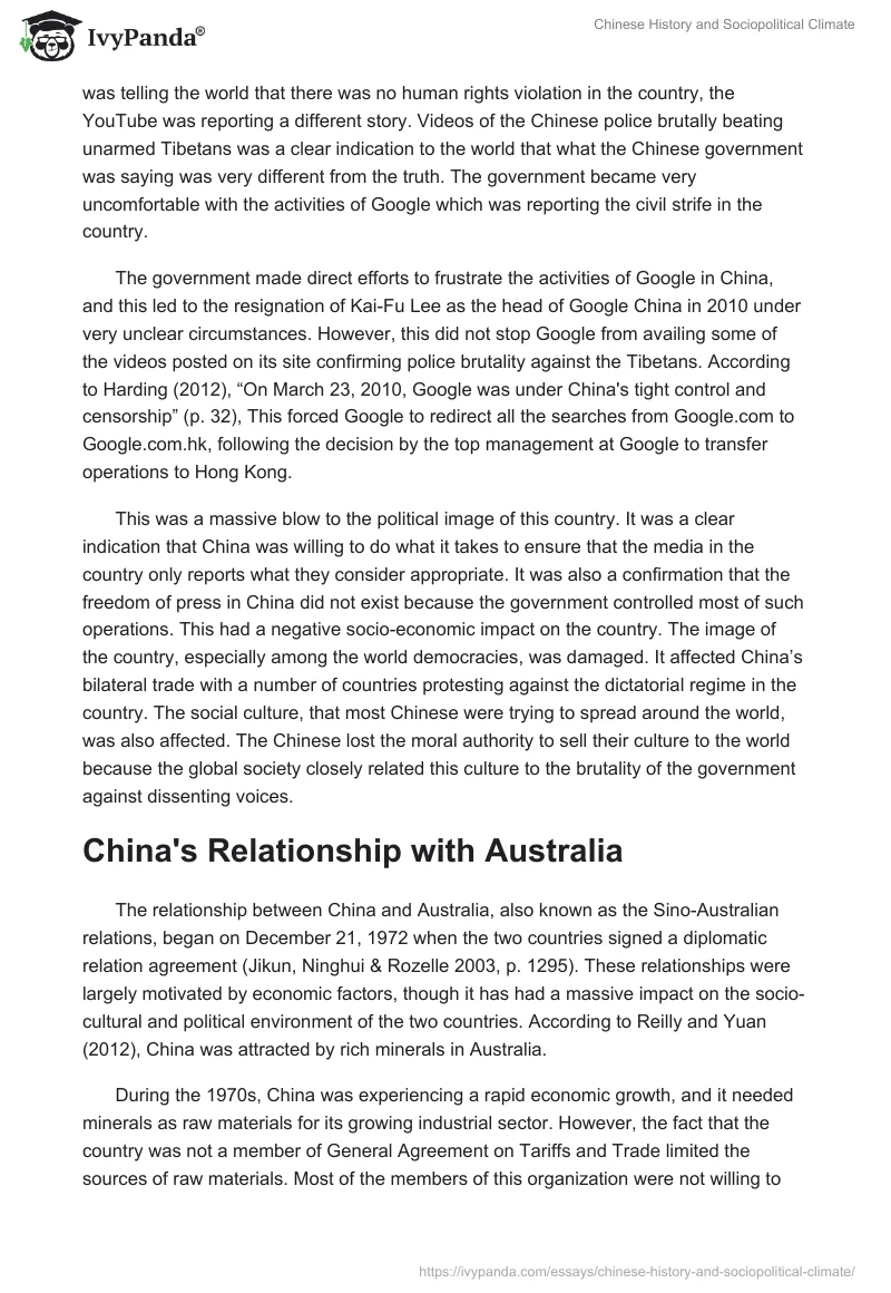 Chinese History and Sociopolitical Climate. Page 4