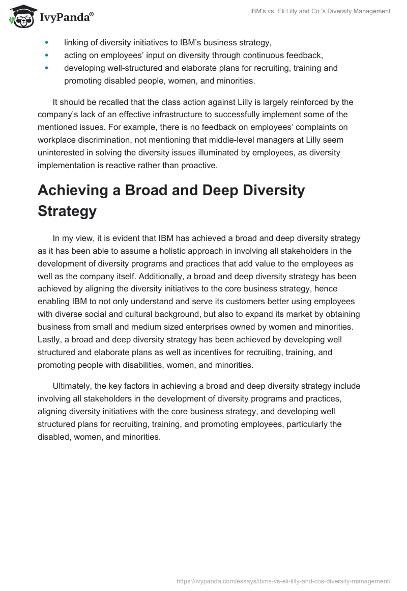IBM's vs. Eli Lilly and Co.'s Diversity Management. Page 2
