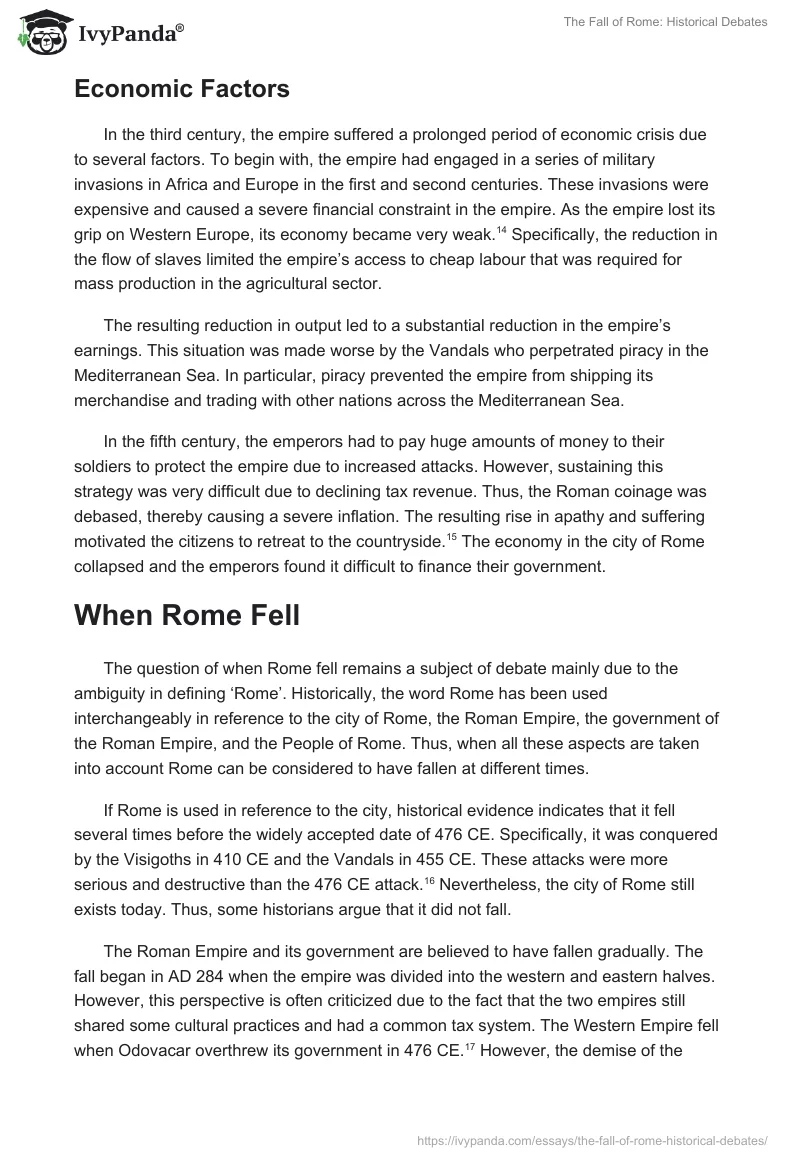 The Fall of Rome: Historical Debates. Page 5