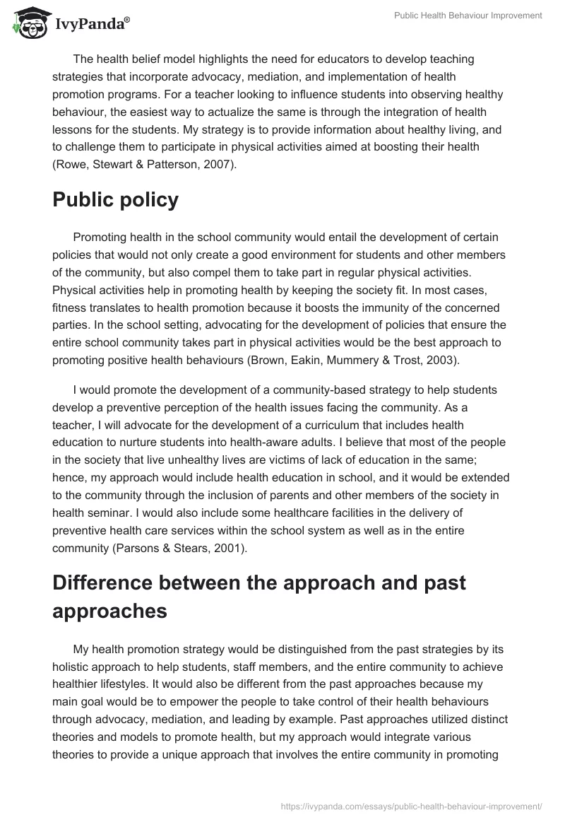 Public Health Behaviour Improvement. Page 3