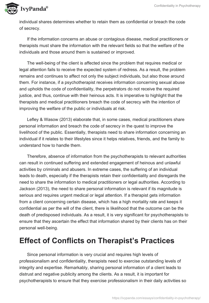 Confidentiality in Psychotherapy. Page 3