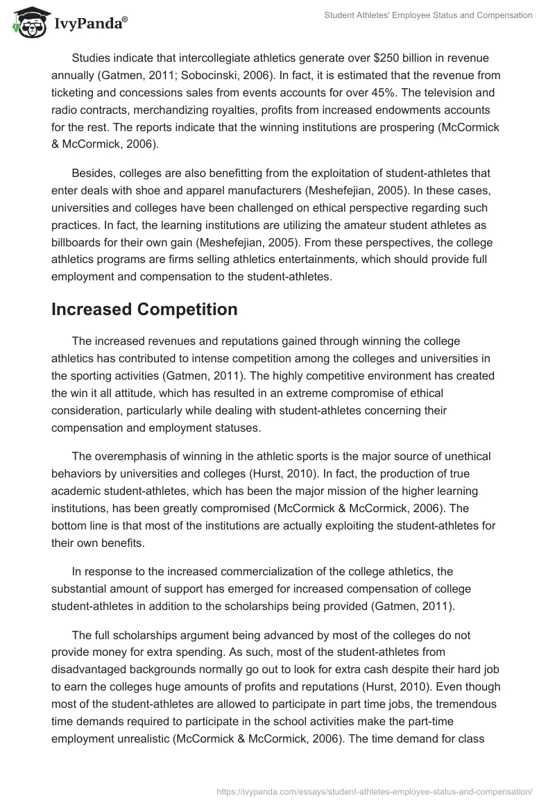 Student Athletes' Employee Status and Compensation. Page 5
