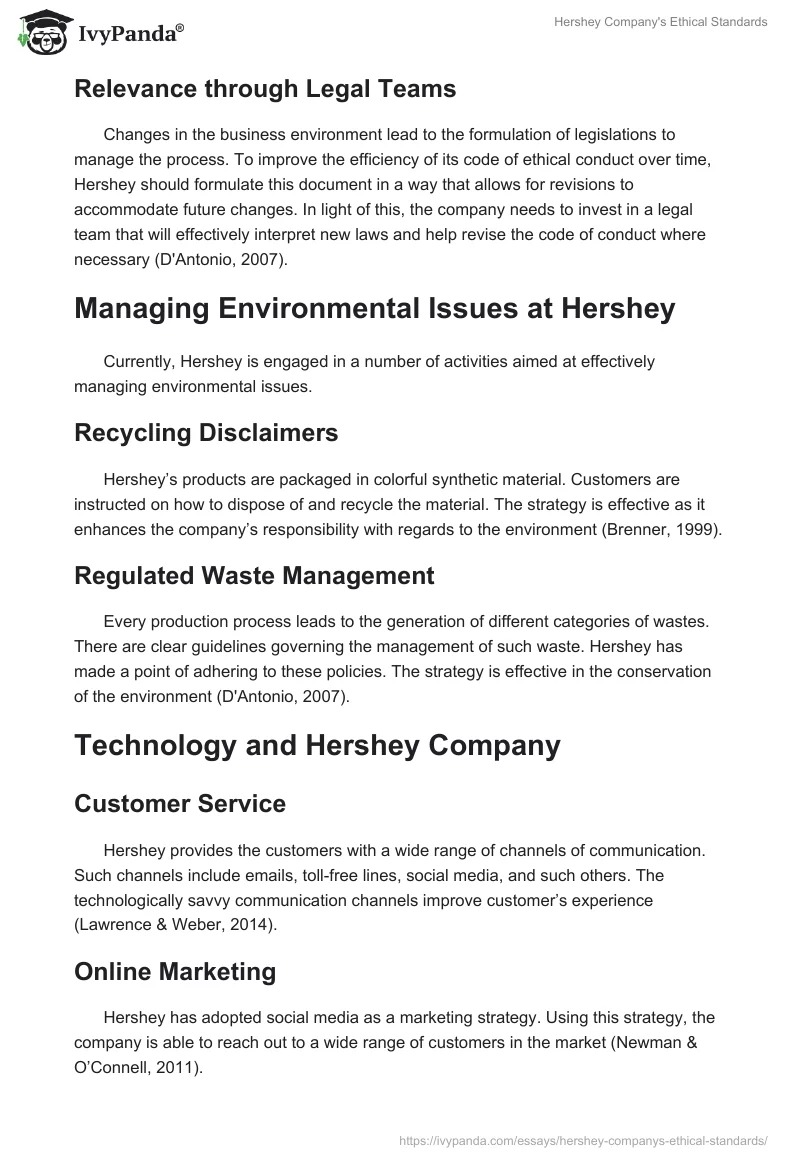 Hershey Company's Ethical Standards. Page 4