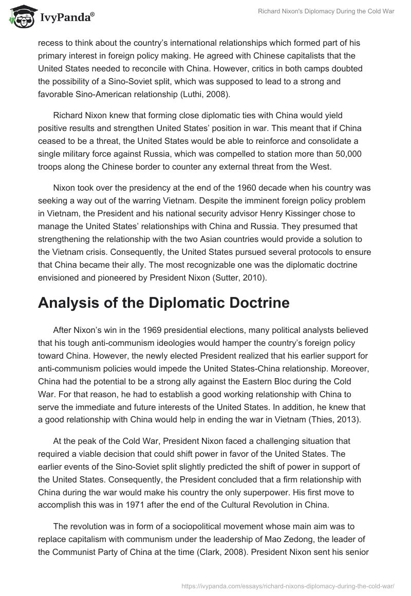 Richard Nixon's Diplomacy During the Cold War. Page 2