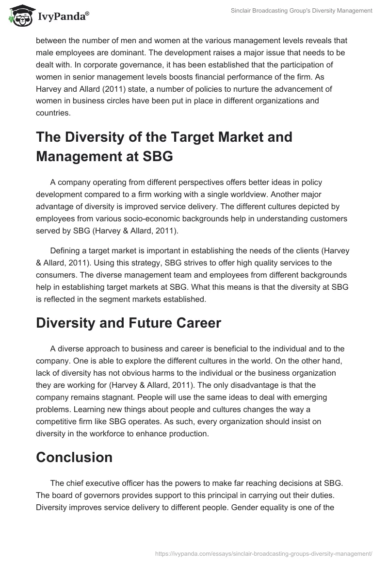 Sinclair Broadcasting Group's Diversity Management. Page 2