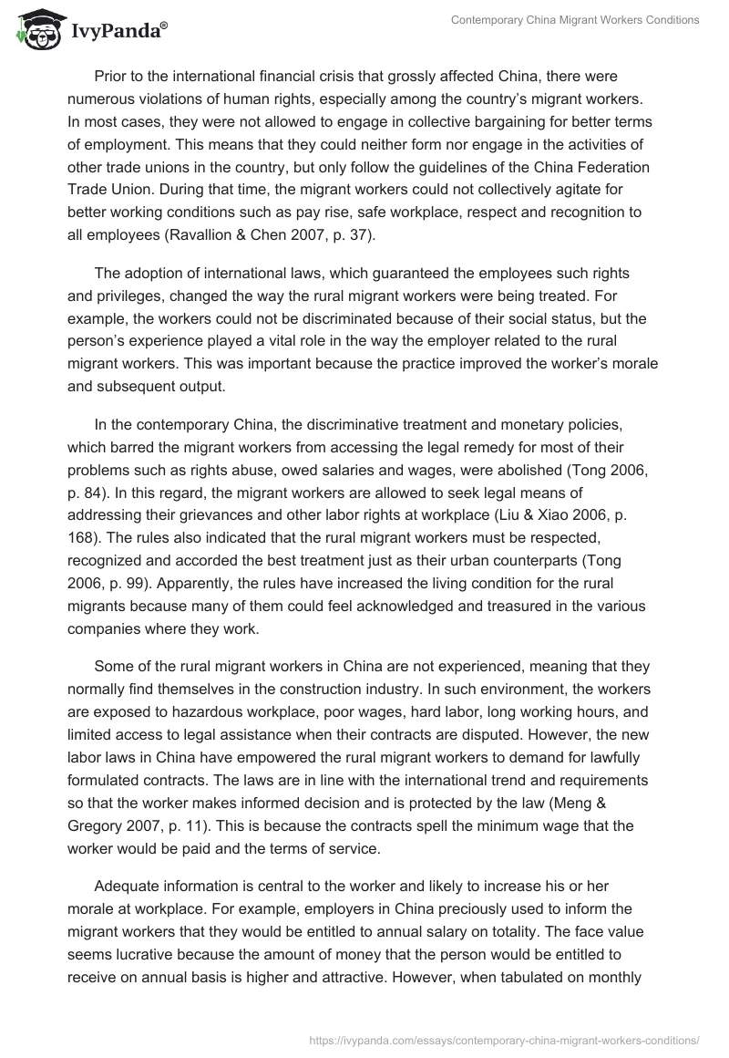 Contemporary China Migrant Workers Conditions. Page 4