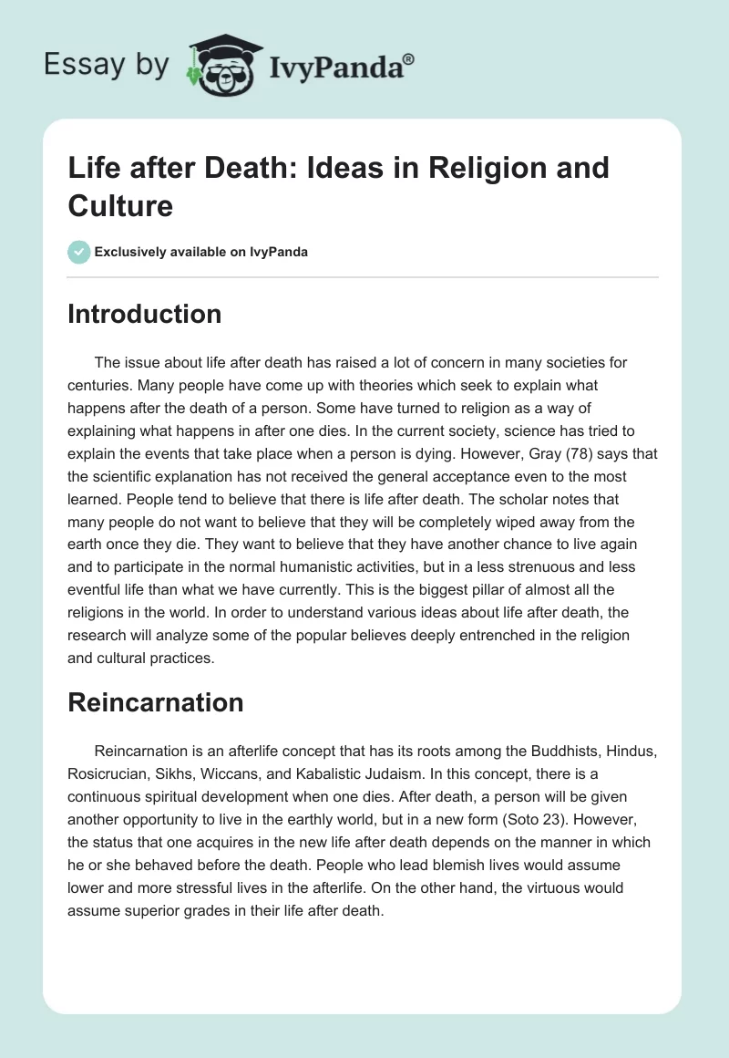 Life After Death: Ideas in Religion and Culture. Page 1