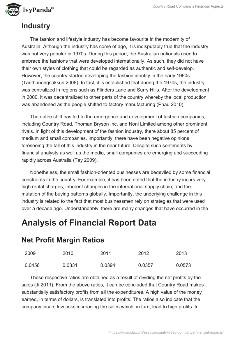 Country Road Company's Financial Aspects. Page 3