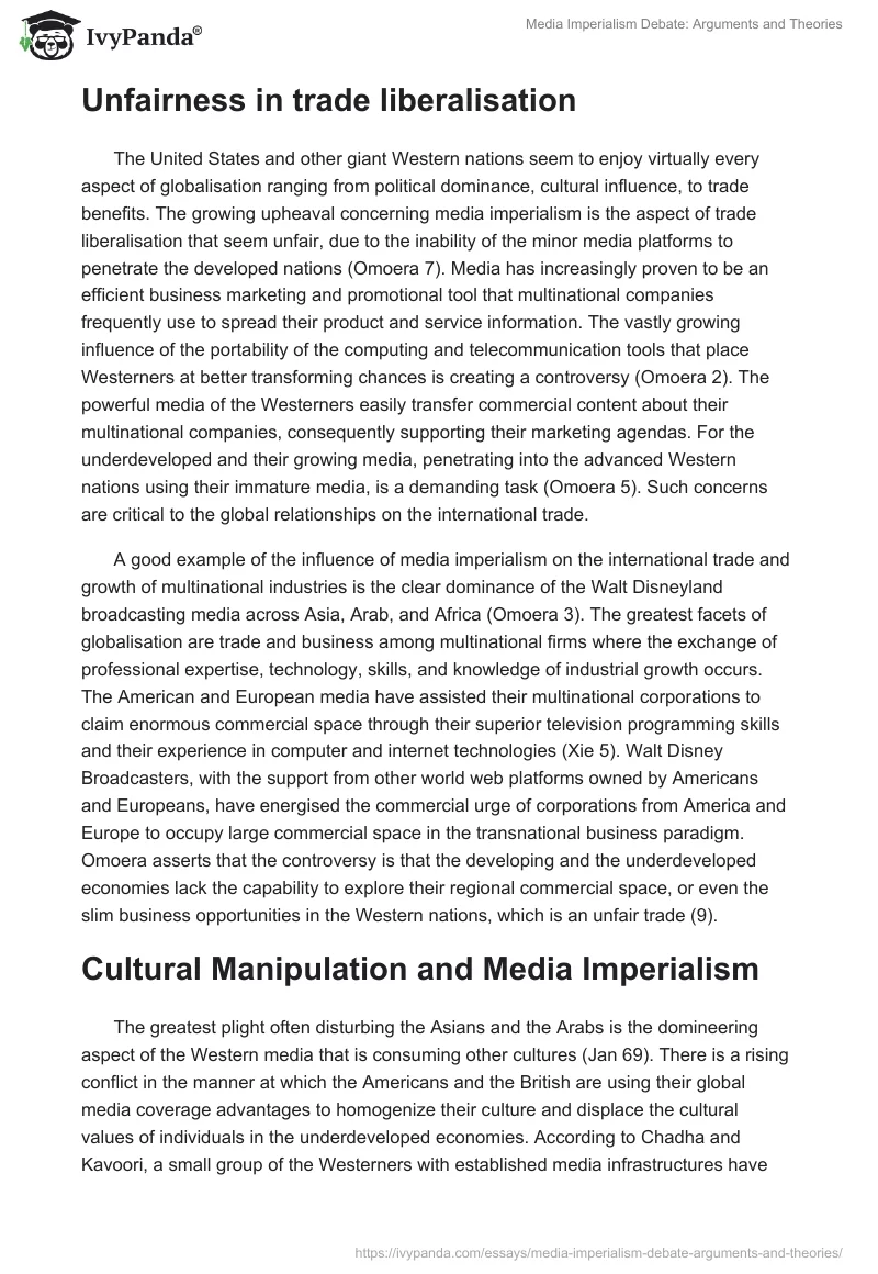 Media Imperialism Debate: Arguments and Theories. Page 3