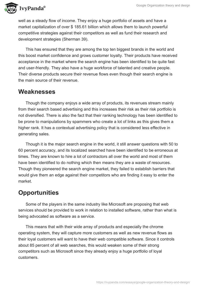 Google Organization theory and design. Page 2