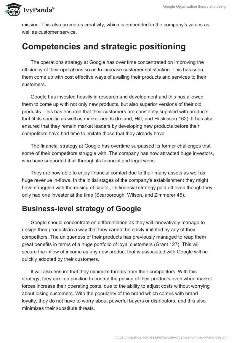 Google Organization theory and design. Page 4