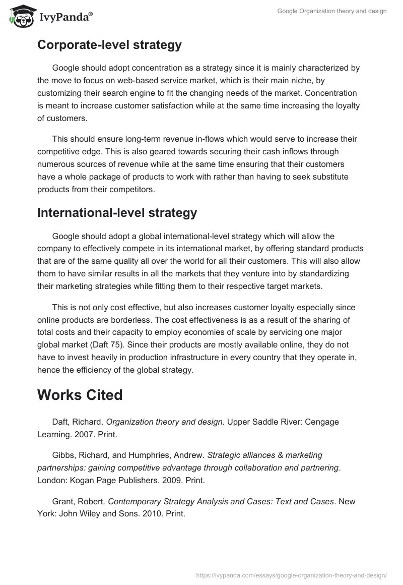 Google Organization theory and design. Page 5