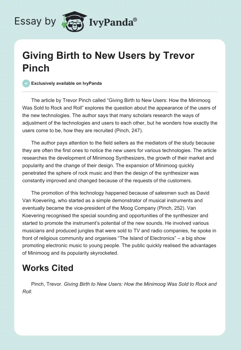 Giving Birth to New Users by Trevor Pinch. Page 1