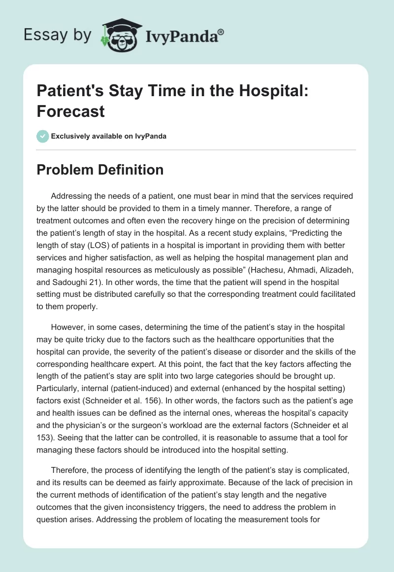 Patient's Stay Time in the Hospital: Forecast. Page 1