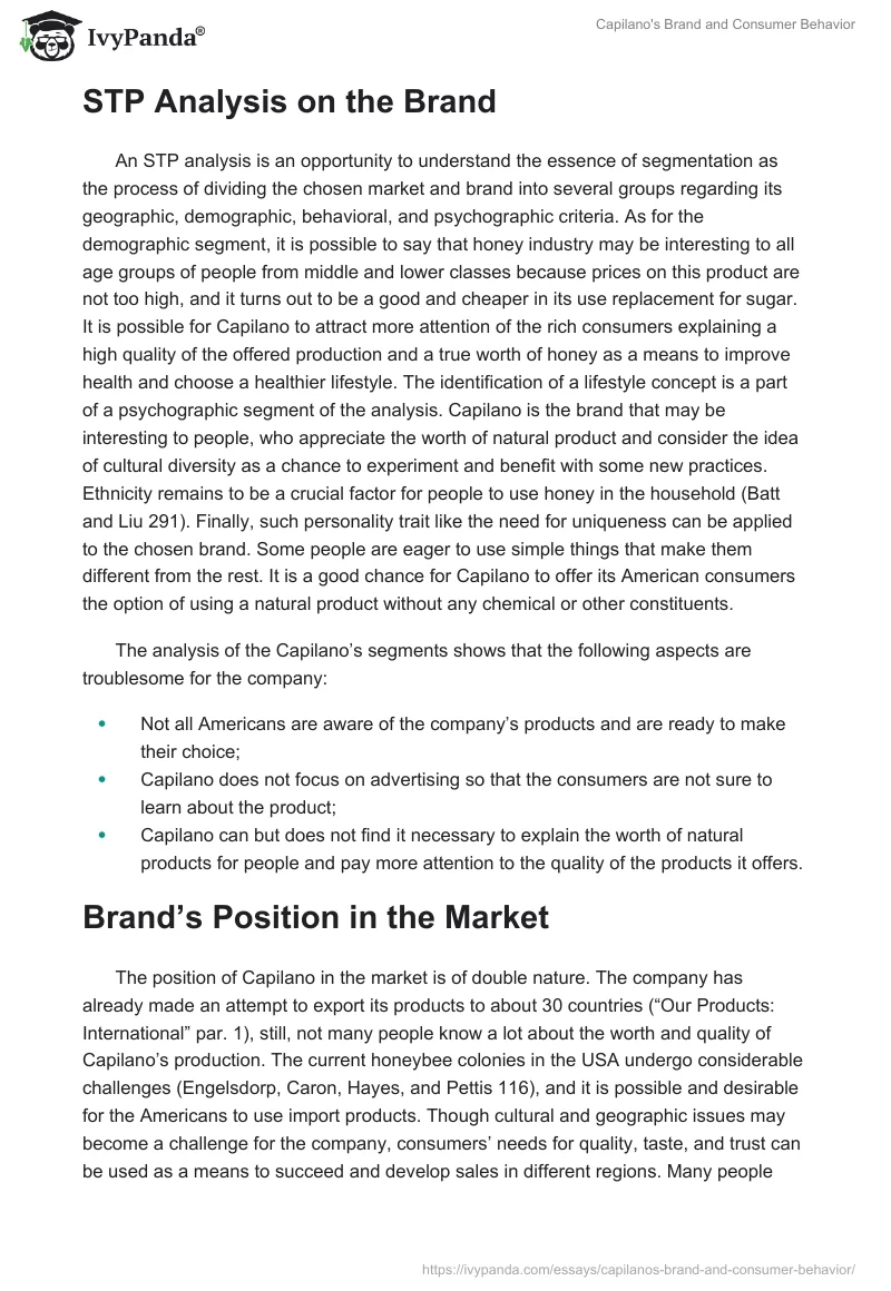 Capilano's Brand and Consumer Behavior. Page 2