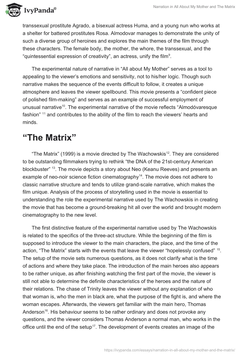Narration in "All About My Mother" and "The Matrix". Page 3