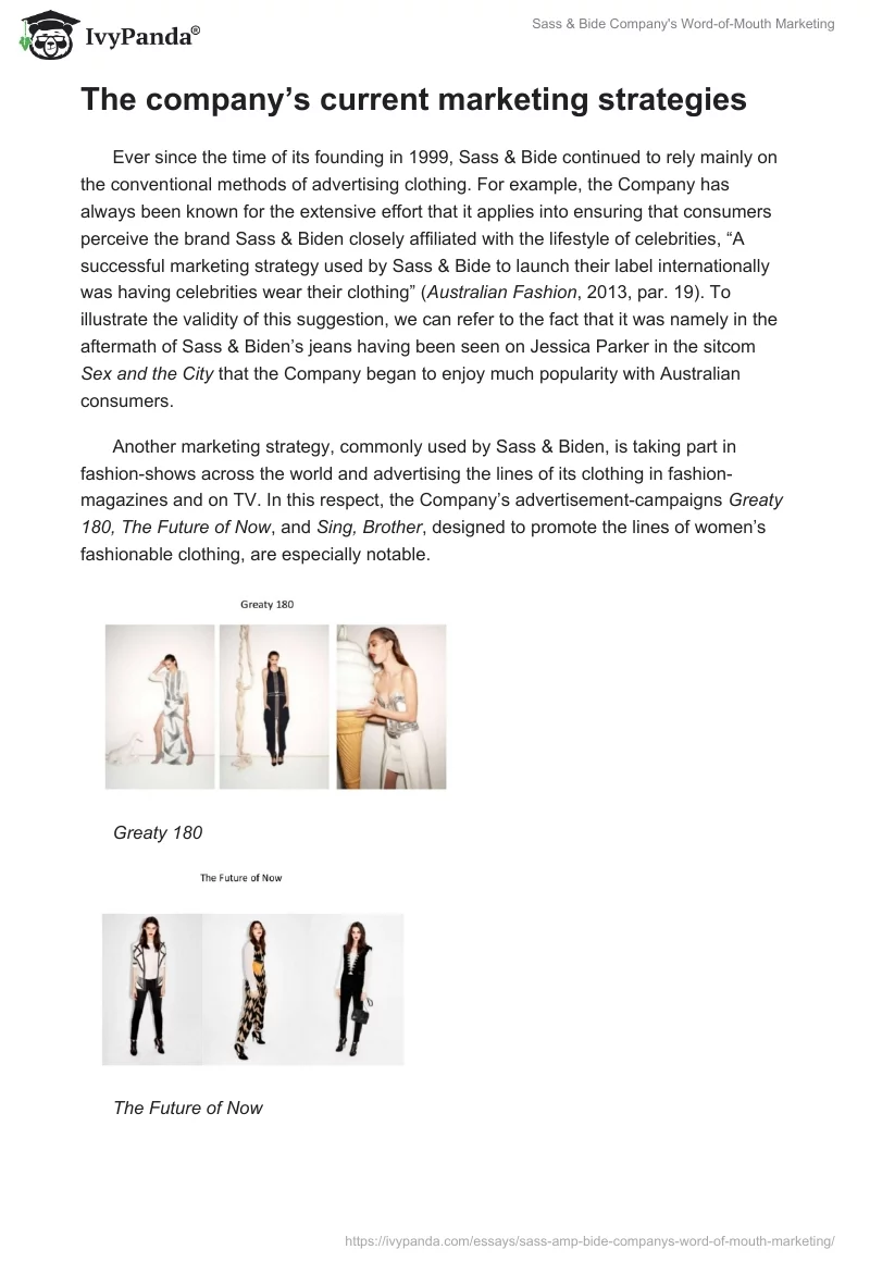 Sass & Bide Company's Word-of-Mouth Marketing. Page 4