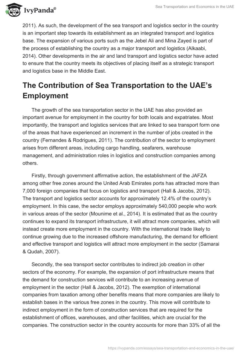Sea Transportation and Economics in the UAE. Page 4
