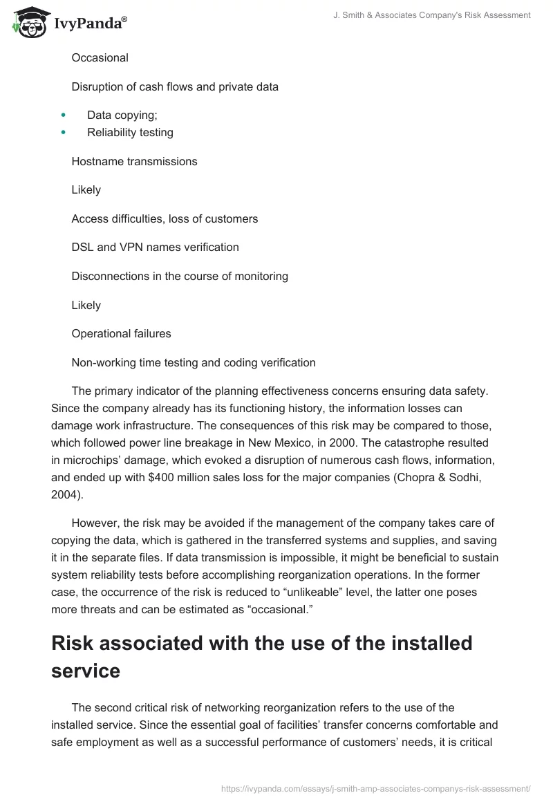 J. Smith & Associates Company's Risk Assessment. Page 2