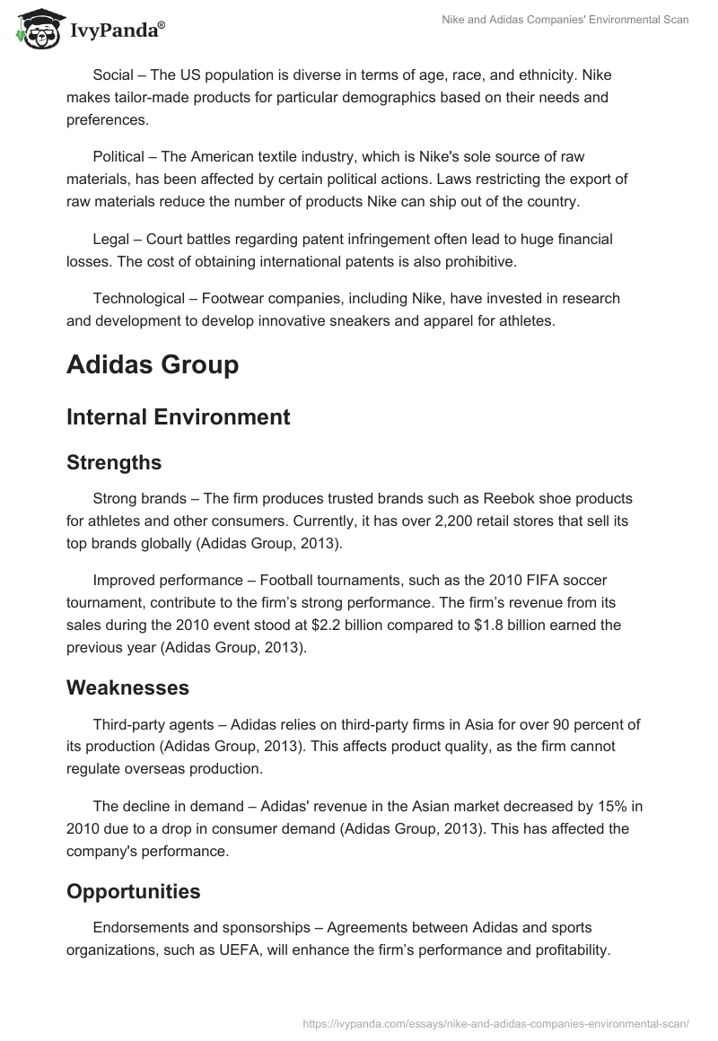 Nike and Adidas Companies' Environmental Scan. Page 3