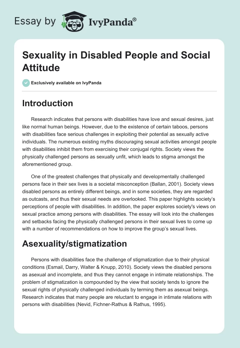 Sexuality in Disabled People and Social Attitude. Page 1