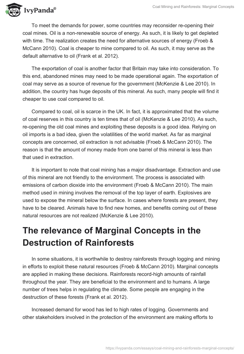 Coal Mining and Rainforests: Marginal Concepts. Page 2