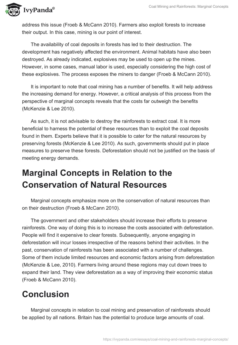 Coal Mining and Rainforests: Marginal Concepts. Page 3