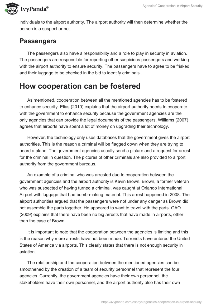 Agencies' Cooperation in Airport Security. Page 3
