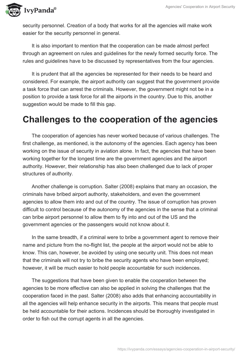 Agencies' Cooperation in Airport Security. Page 4