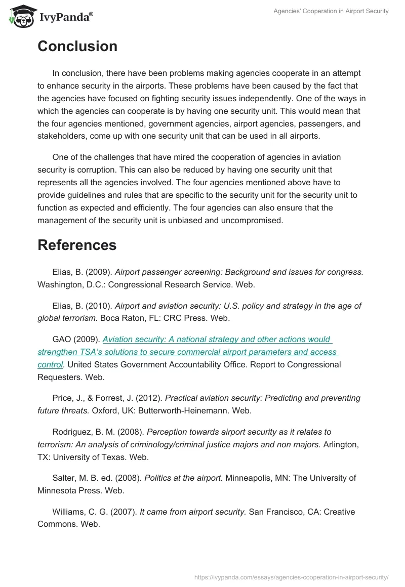 Agencies' Cooperation in Airport Security. Page 5
