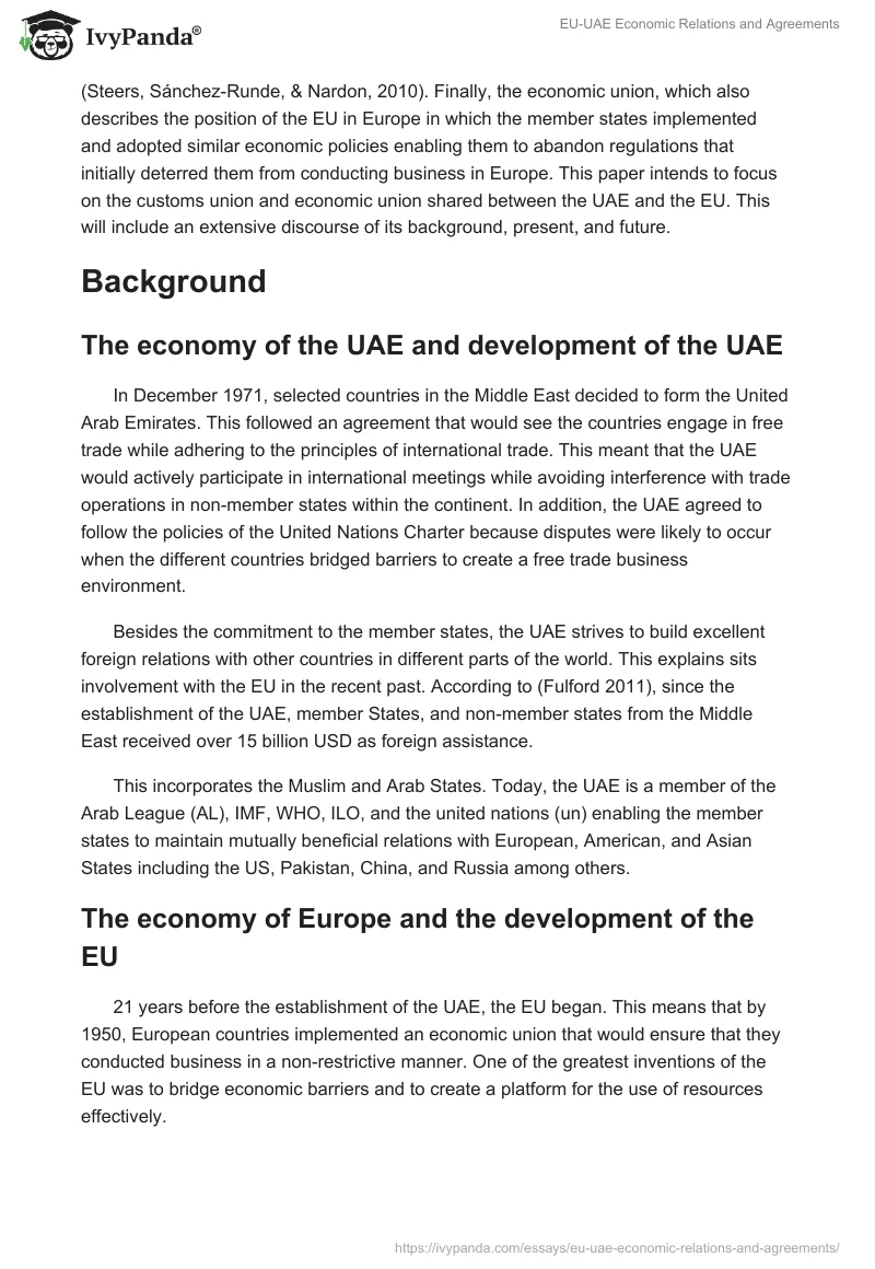 EU-UAE Economic Relations and Agreements. Page 2