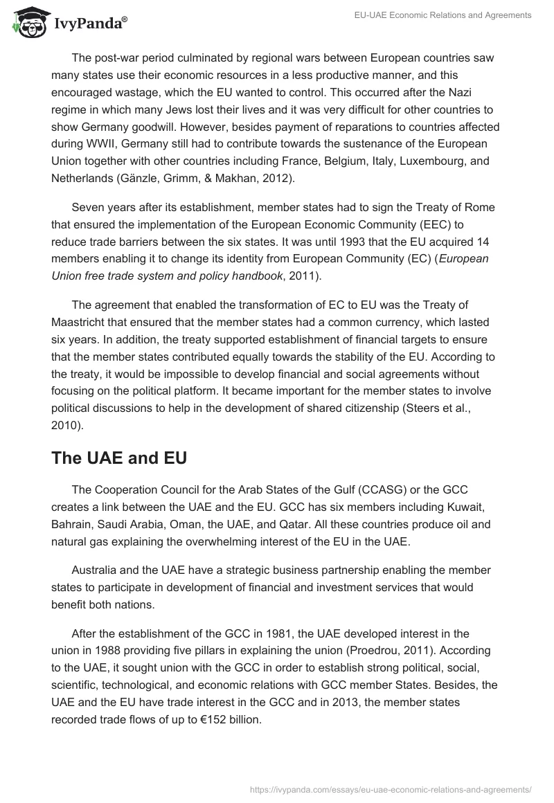EU-UAE Economic Relations and Agreements. Page 3