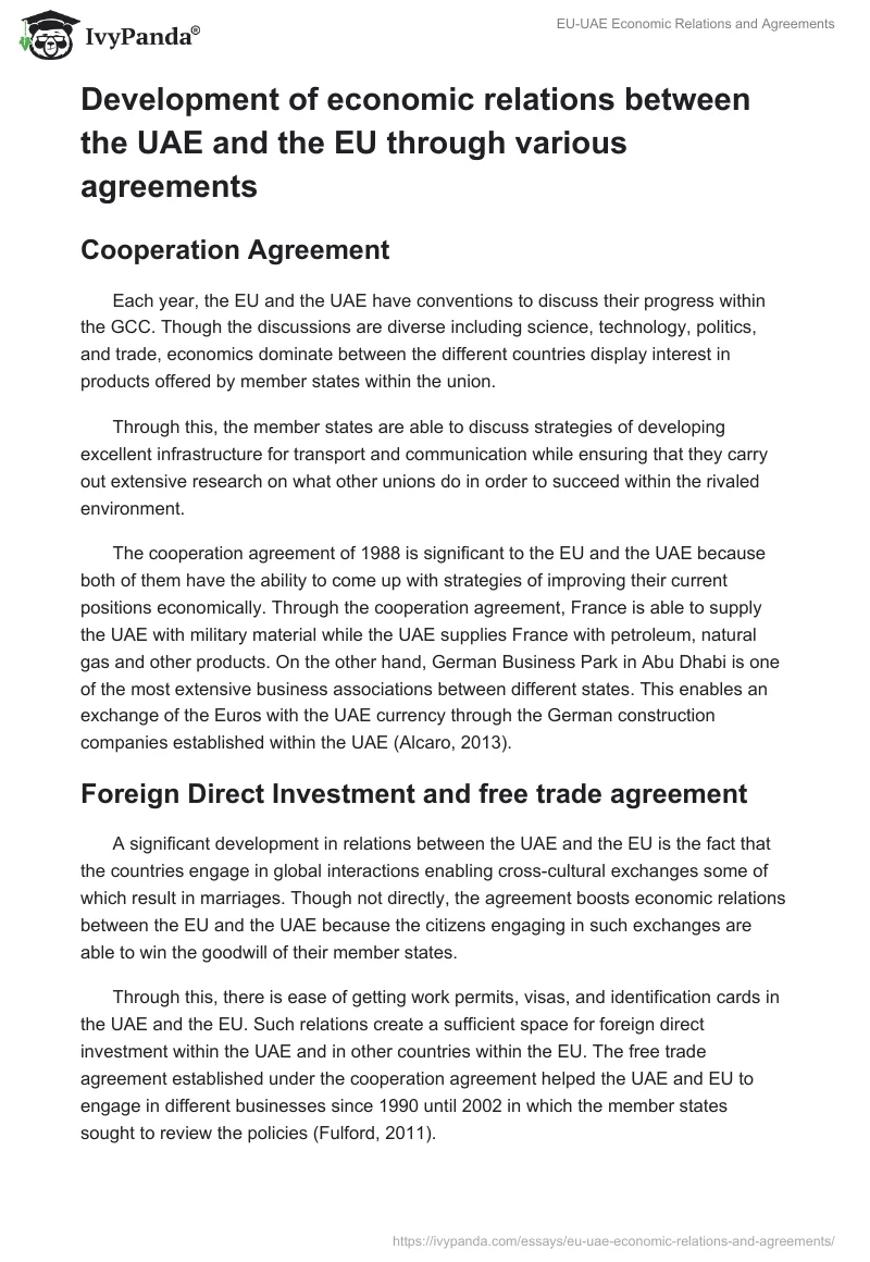 EU-UAE Economic Relations and Agreements. Page 4
