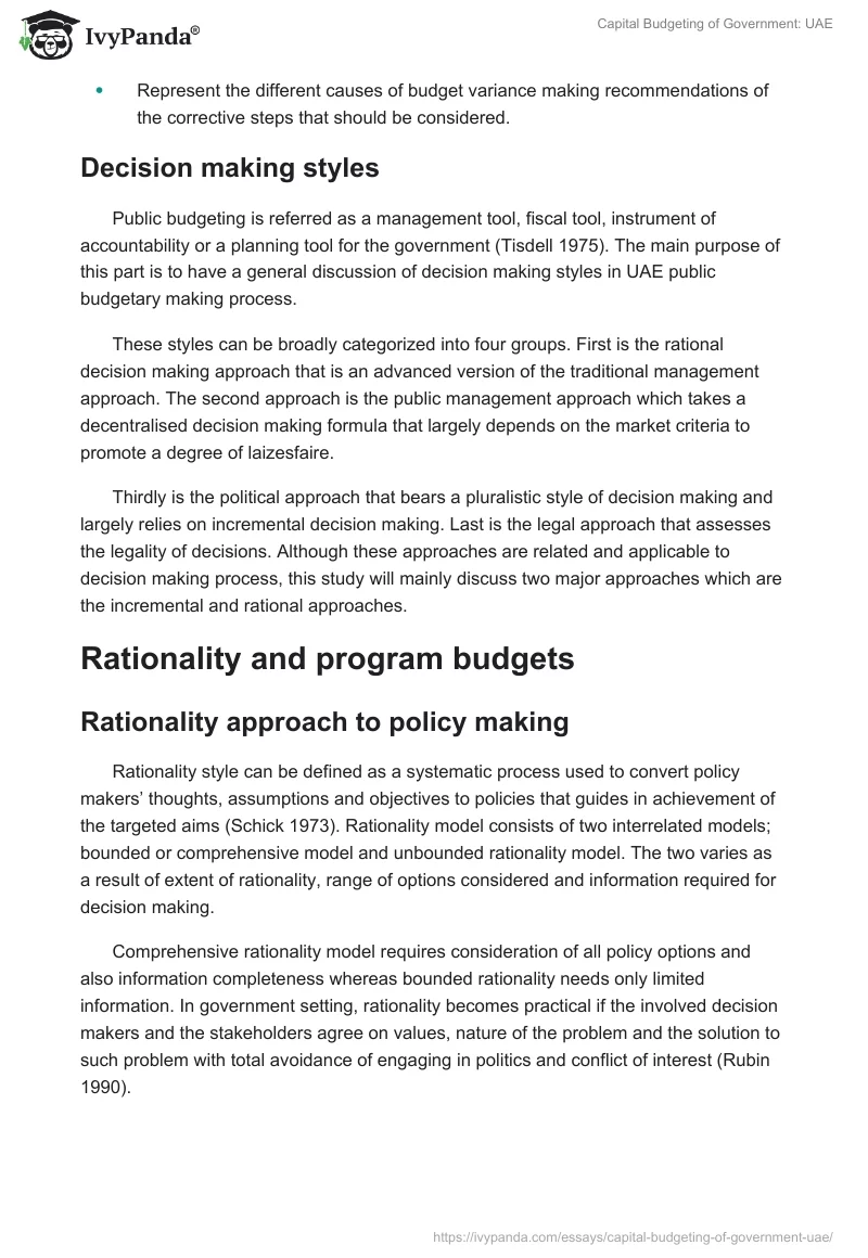 Capital Budgeting of Government: UAE. Page 2