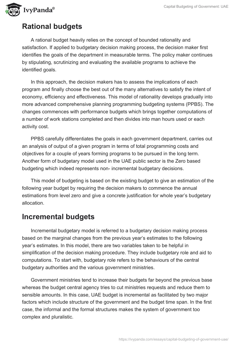 Capital Budgeting of Government: UAE. Page 3