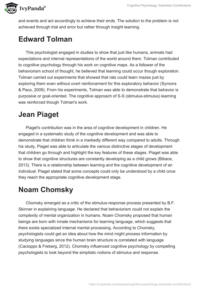 Cognitive Psychology: Scientists Contributions. Page 3