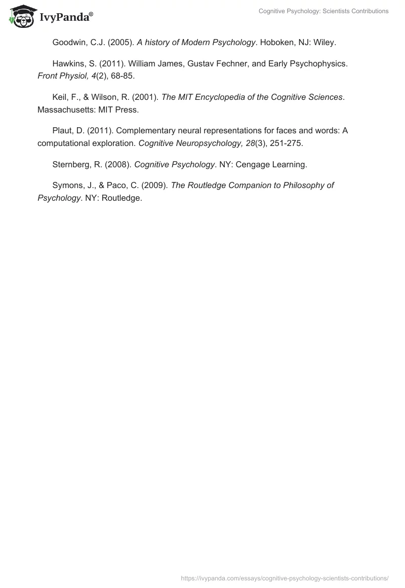 Cognitive Psychology: Scientists Contributions. Page 5