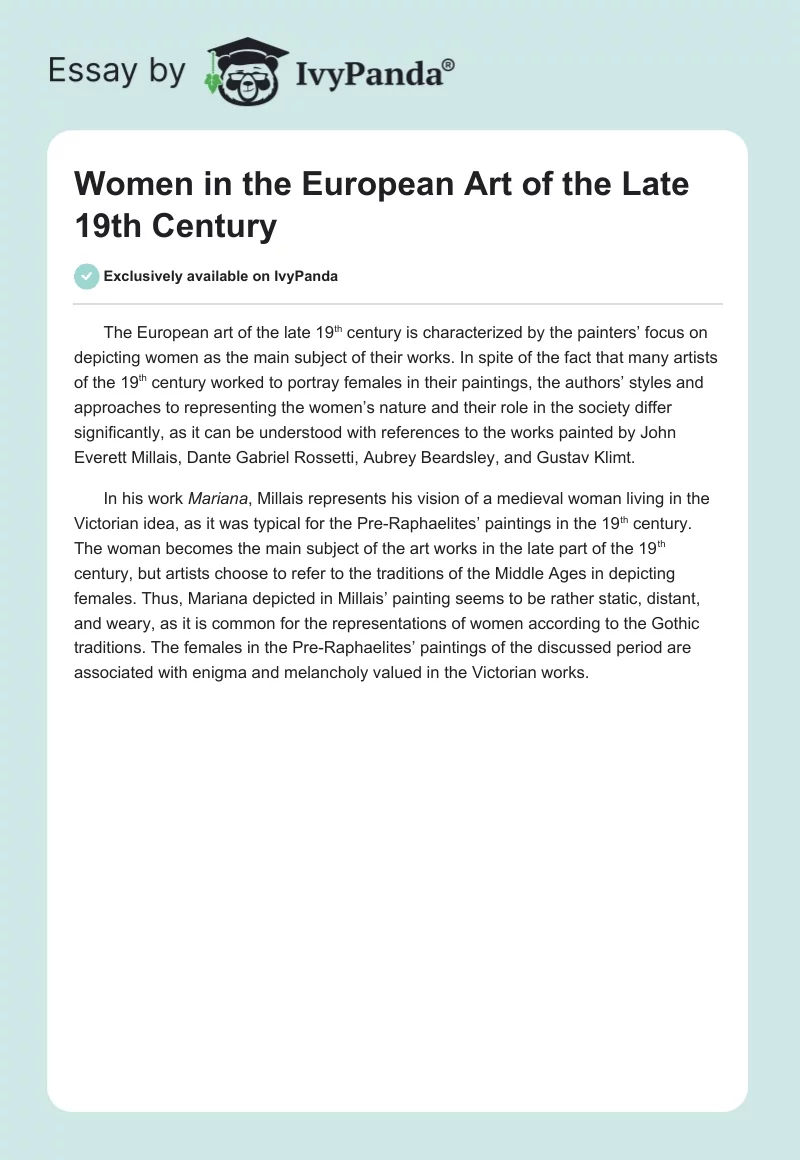 Women in the European Art of the Late 19th Century. Page 1