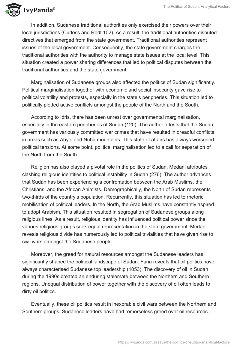 The Politics of Sudan: Analytical Factors. Page 2