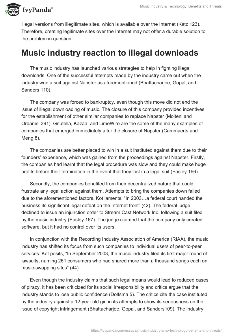 Music Industry & Technology: Benefits and Threats. Page 4