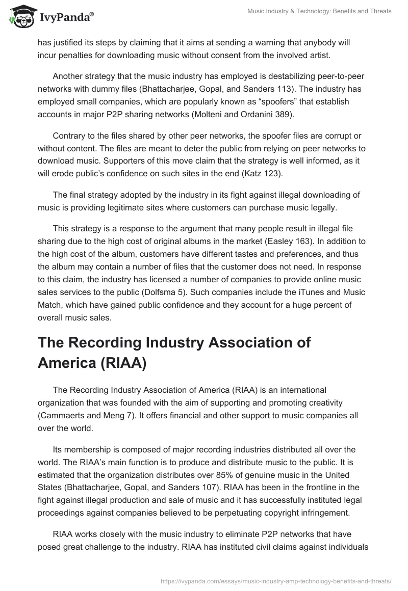 Music Industry & Technology: Benefits and Threats. Page 5