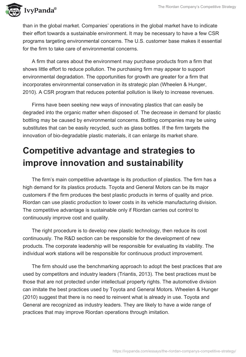The Riordan Company’s Competitive Strategy. Page 3