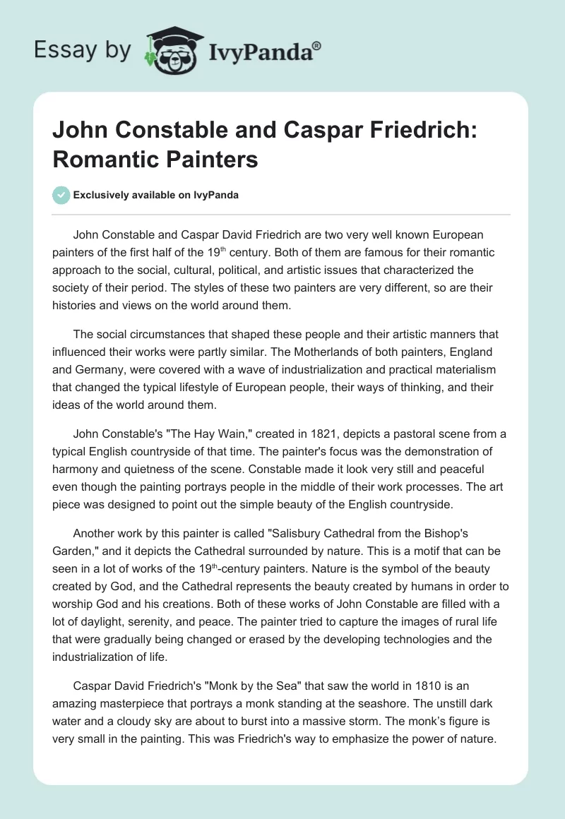 John Constable and Caspar Friedrich: Romantic Painters. Page 1