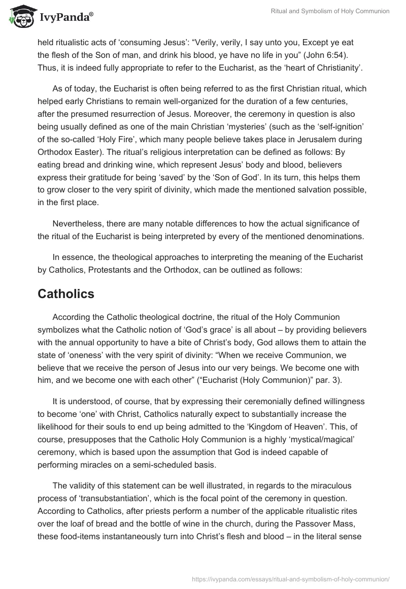 Ritual and Symbolism of Holy Communion. Page 2