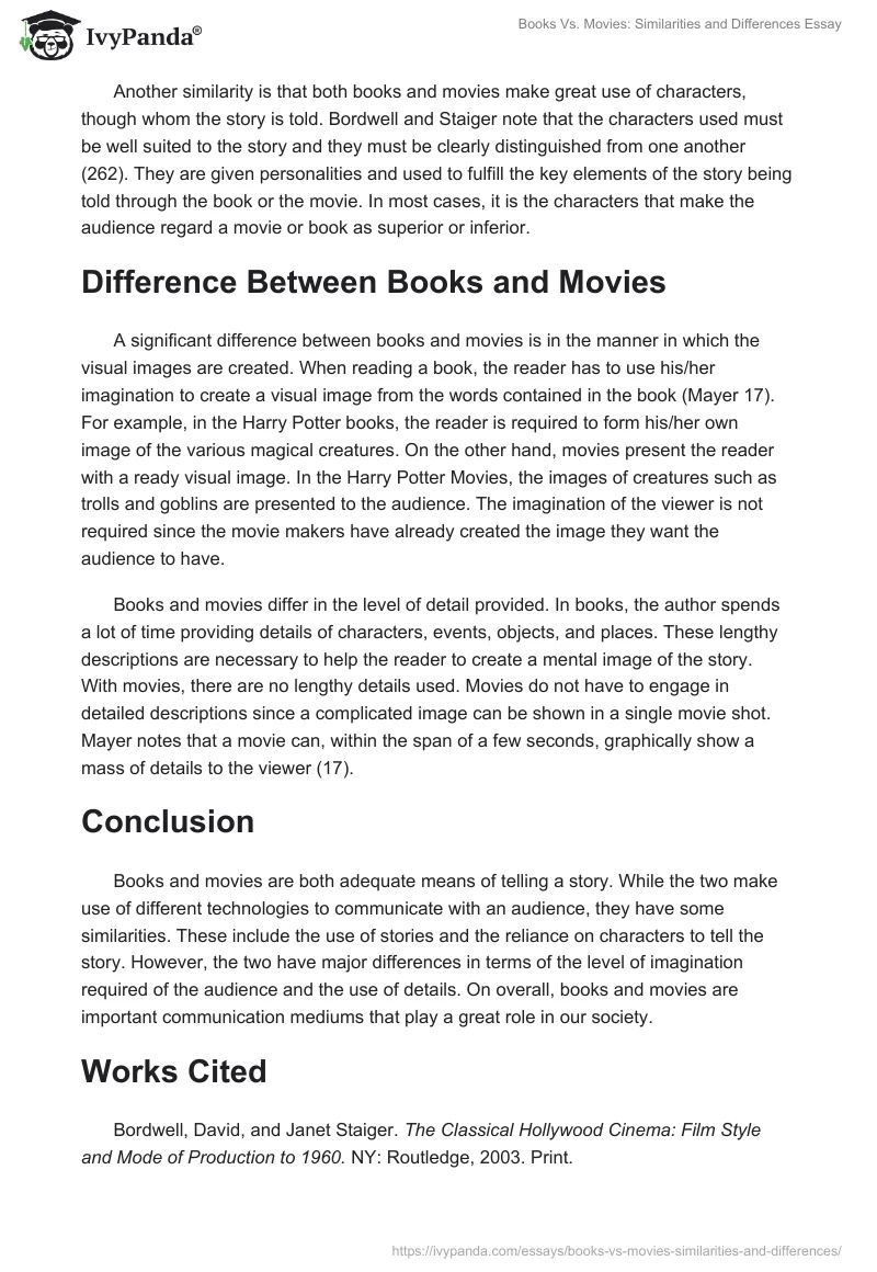 Books Vs. Movies: Similarities and Differences Essay. Page 2