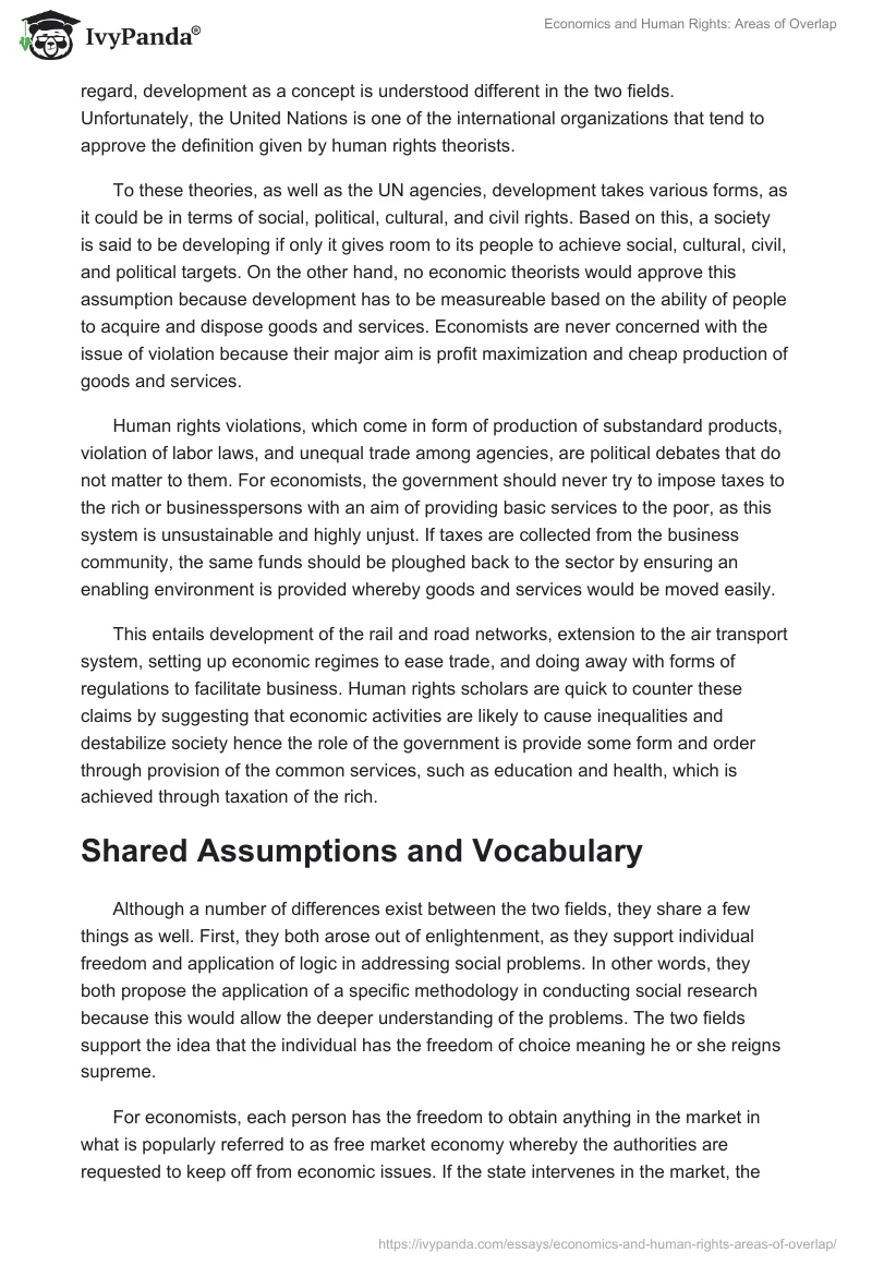 Economics and Human Rights: Areas of Overlap. Page 2